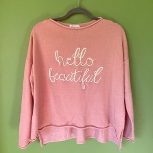 SOLD Pink Graphic Embroidered Sweater